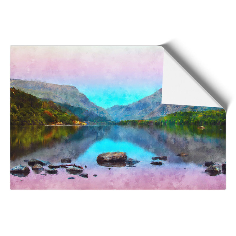 Padarn Lake in Snowdonia Wales Painting - Frameless Print, 30cm H x 42cm W x 0.1cm D