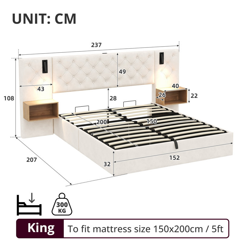 Upholstered Ottoman Storage Bed