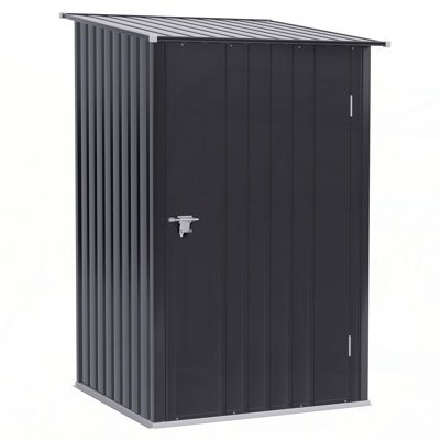 Remise de rangement pour l'extérieur Outsunny 3,3 pi x 3,4 pi, porte-outils de jardin en métal galvanisé, porte verrouillable pour la cour arrière, vélo, patio, garage, pelouse, gris foncé