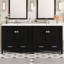 Meuble-lavabo noir 72 po avec lavabos doubles, lavabos faciles et charnières à fermeture en douceur 72 po pour utilisation quotidienne Poignées en alliage de zinc de 72 po