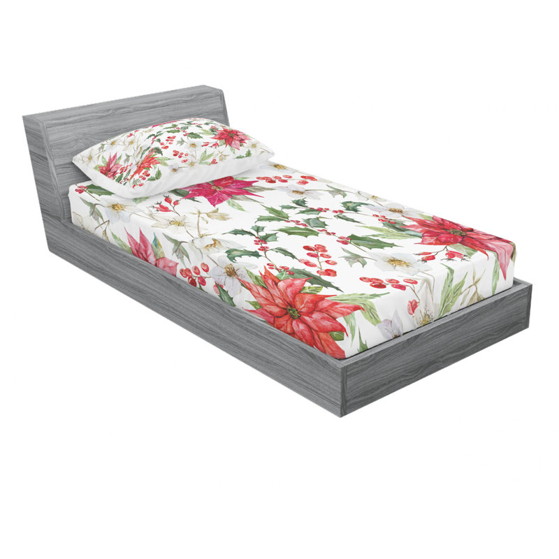 Microfiber Floral Sheet Set, Twin Sheet Set with Fitted Sheet, Floral 4