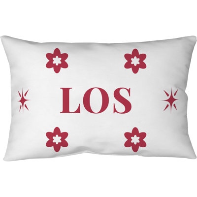 LA Rouge / blanc / rouge / polyester filé rouge avec coussin soufflé et fermé 14 po x 10 po