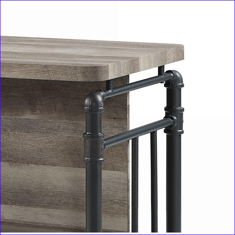Table à hauteur de comptoir avec rangement | Noyer brun & amp; Finition gris clair | Métal Bois synthétique