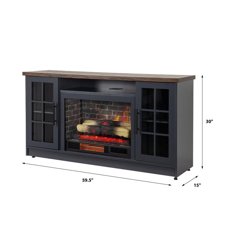 Dalton Dark Painted Wood TV Stand with Electric Fireplace