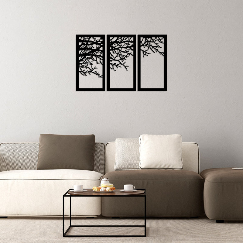 Elegant Metal Wall Art Decor, Black Finish, 44.1 x 27.6 inches | 100% Durable Metal, Thickness: 0.06 inches | Easy to Hang Design, Perfect for Living Room, Bedroom, or Office | Stylish and Modern Home Accessory