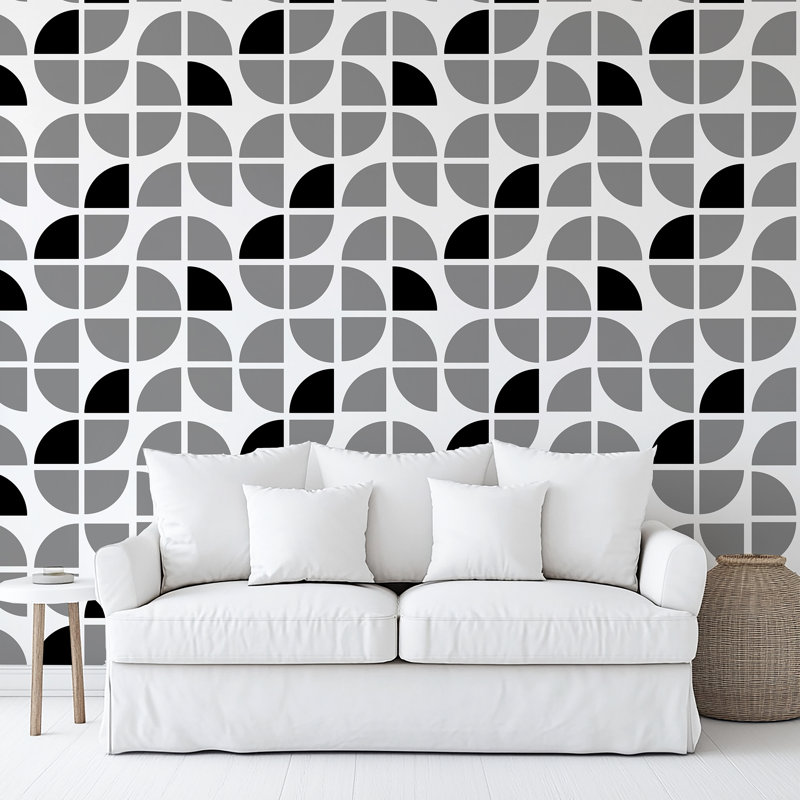 Papier peint adhésif Mod Geo Crescents, Gris