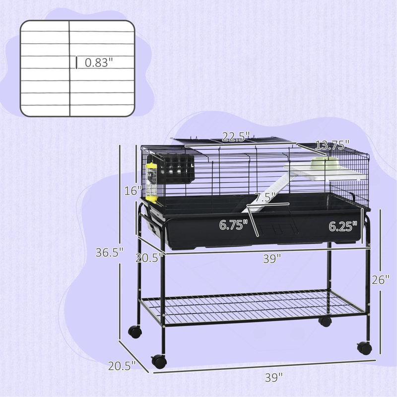 Cage à deux étages pour animaux Pawhut