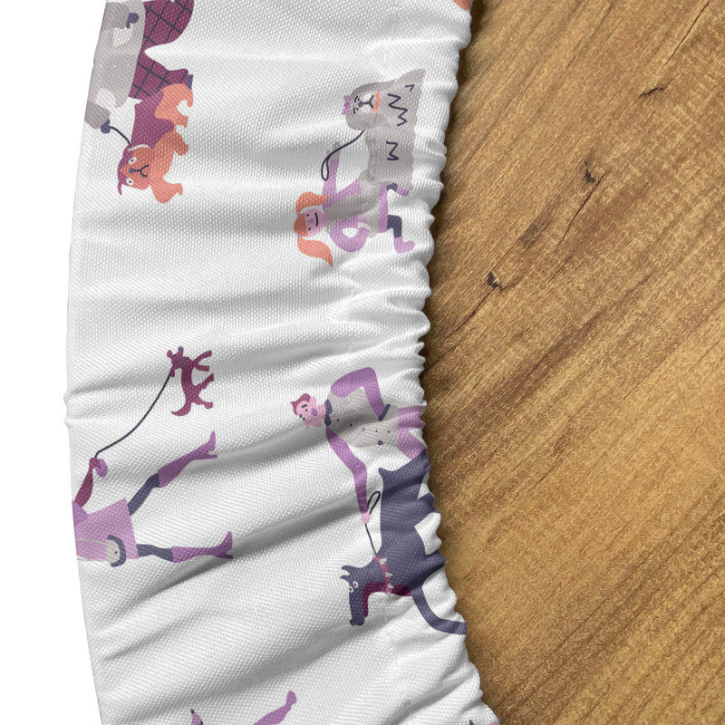 Winston Porter Dog Lover Fitted Round Tablecloth Diameter Multicolor