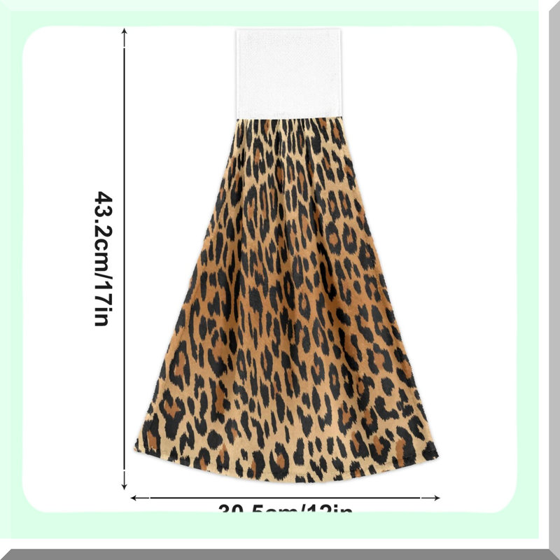 Vibrant Leopard Print Hand Towels - Soft, Fast Absorbent, Hanging Loops, Set of 2, 12x17In for Kitchen & Bathroom