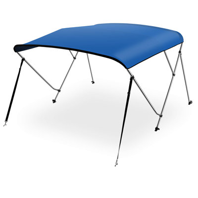 SereneLife 3 Bow Bimini Top Cover for Boat, Includes 2 Straps, 2 Rear Support Poles, 72'' x 54-60'' x 46'', with Marine-Grade 600D Polyester Canvas, Storage Boot with 1" Aluminum Frame (Royal Blue)