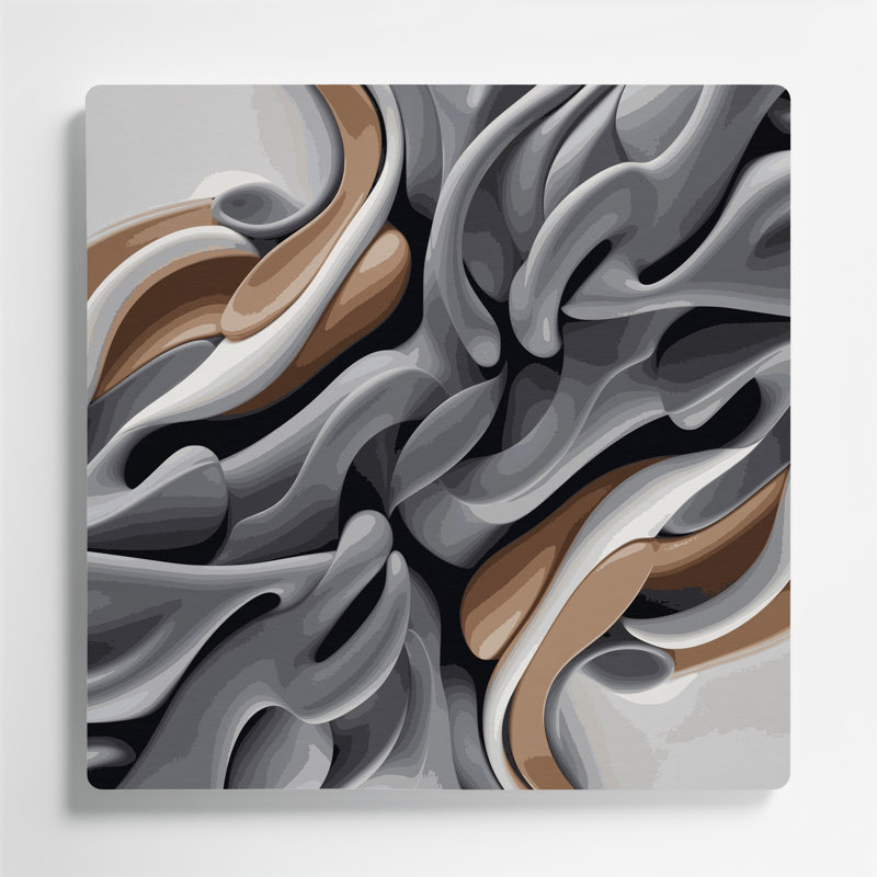 Biomorphic Abstraction 25, art mural gris en métal, H 12 po x l 12 po