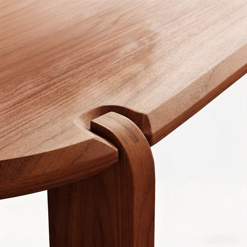 Table basse 48 "ovale en noyer, table centrale stable en bois massif pour le bureau personnel du salon