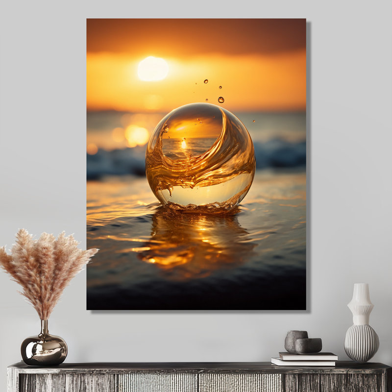 Coucher de soleil sur une goutte d'eau, H 20 po x l 12 po x P 1 po, Toile tendue