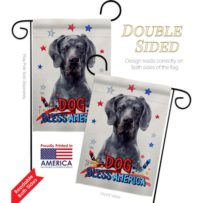 Patriotic Great Dane Black Polyester Garden Flag