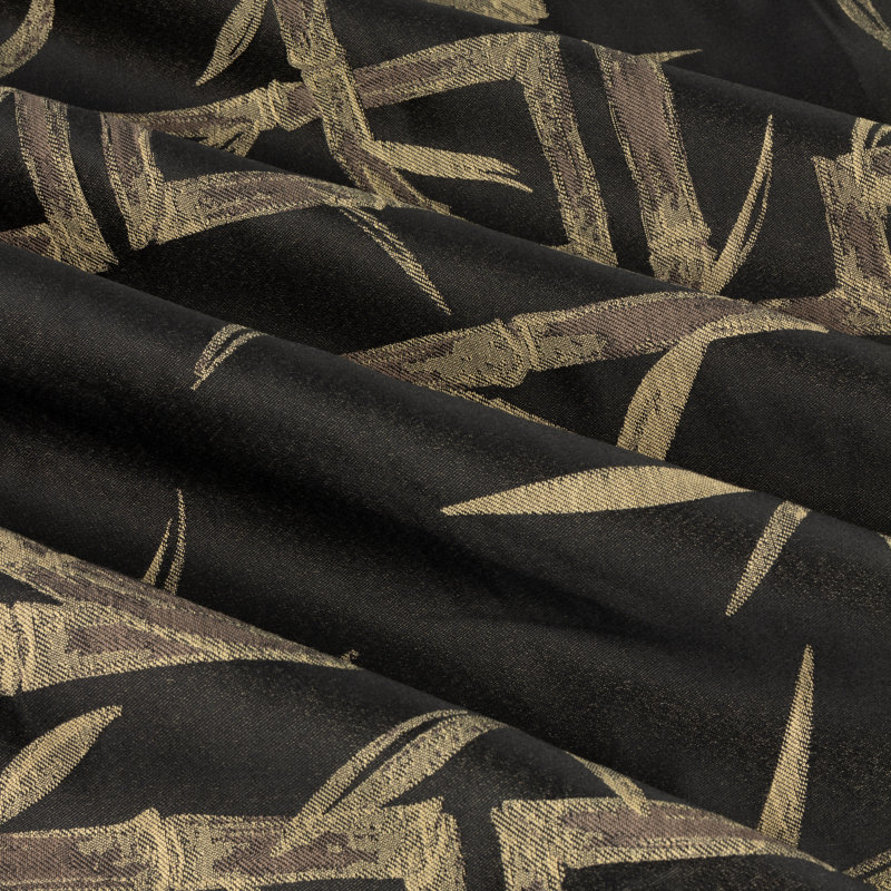 Bamboo Room Darkening Curtain Panel Pair, Black, 168cm Width x 137cm Drop