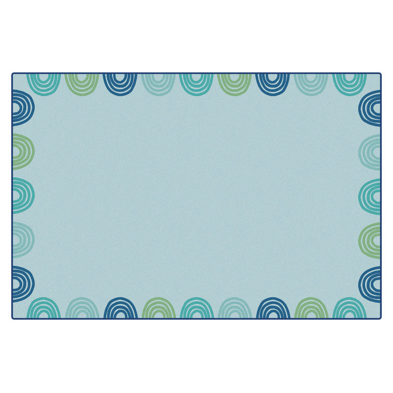 Tapis vert touffeté à bordure arc-en-ciel KIDSoft, Rectangle 4 pi x 6 pi