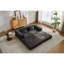Lit de compression convertible noir à 2 places avec design désossé, chenille et sans assemblage pour cadre de bureau à structure fixe, petit appartement-1353661943