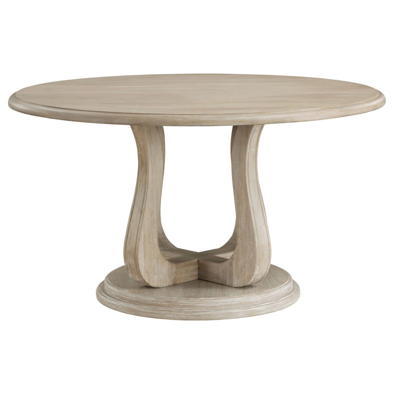 Exira Round 60-inch Pedestal Dining Table White Washed