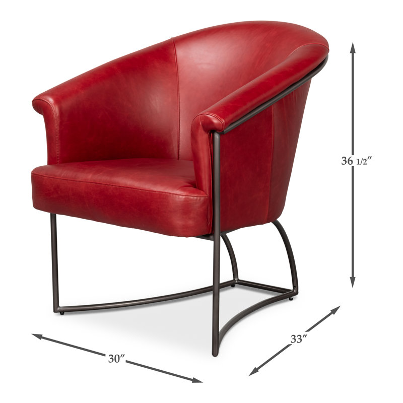 Nagel Armchair, Red Genuine Leather