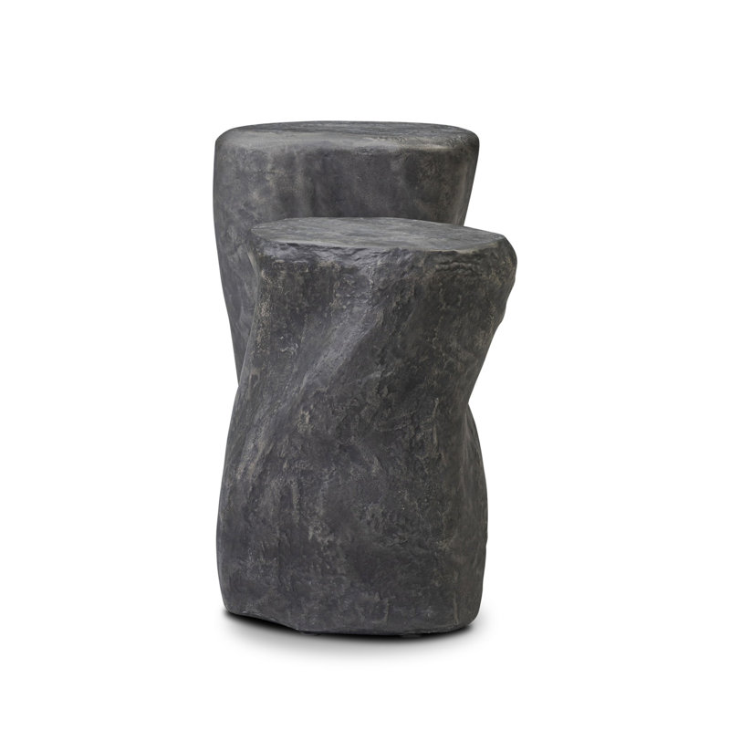 Ivan End Table Set-Textured Black Concrete