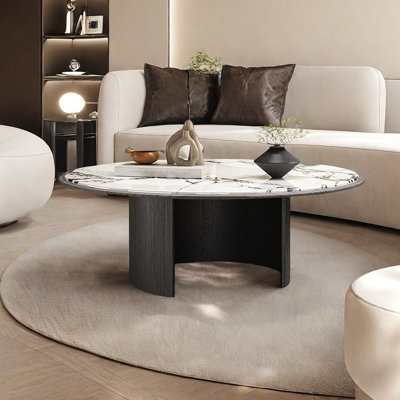Simple round microcrystalline stone coffee table