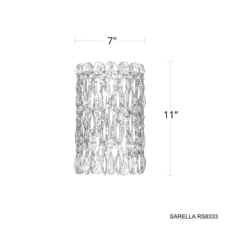 Sarella 2 Light 11in Wall Sconce in White with Clear Radiance Crystals, Heirloom Gold, Chinese (K9)