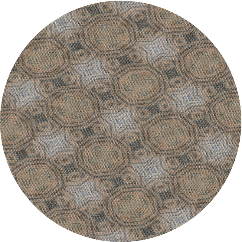 Tapis géométrique brun, Rond 6 pi