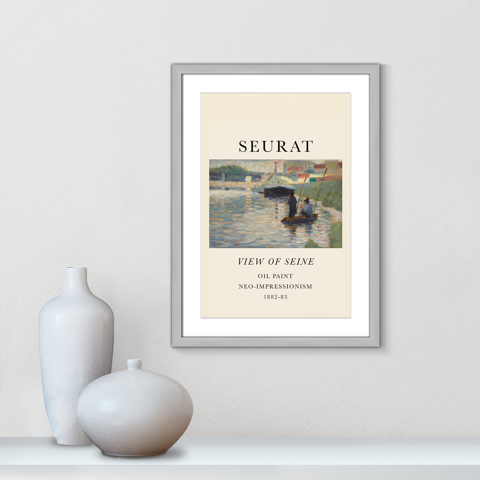 View Of Seine by Georges Seurat, Yes, 23" H x 17" W x 1.25" D, Silver Single Picture Frame