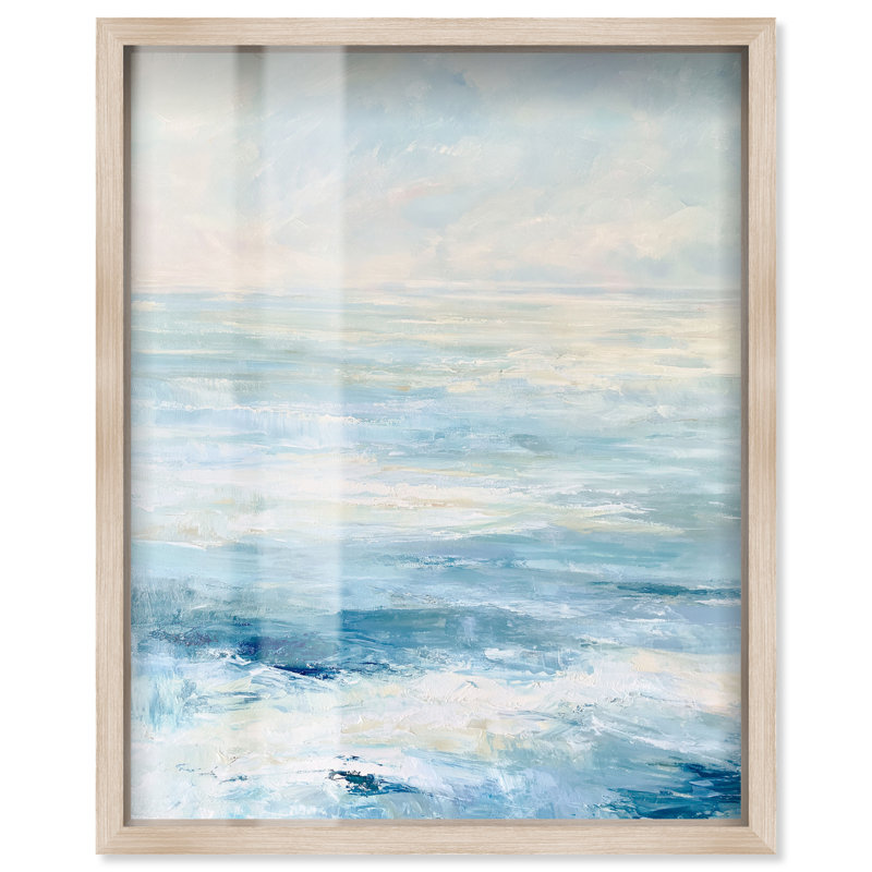 Décoration murale côtière Foam Crests II Impression Shadowbox par, H 36 po x l 30 po, Cadre en chêne naturel