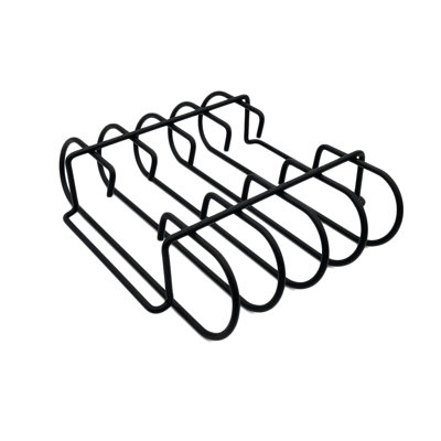 Nexgrill BBQ Rib Rack, Non-Stick Smoker Accessory for Outdoor Grilling & Cooking, Holds Up to 4 Racks of Ribs, Built-In Handles, Compatible with Grills, Smokers, and Ovens, Black - 530-0026