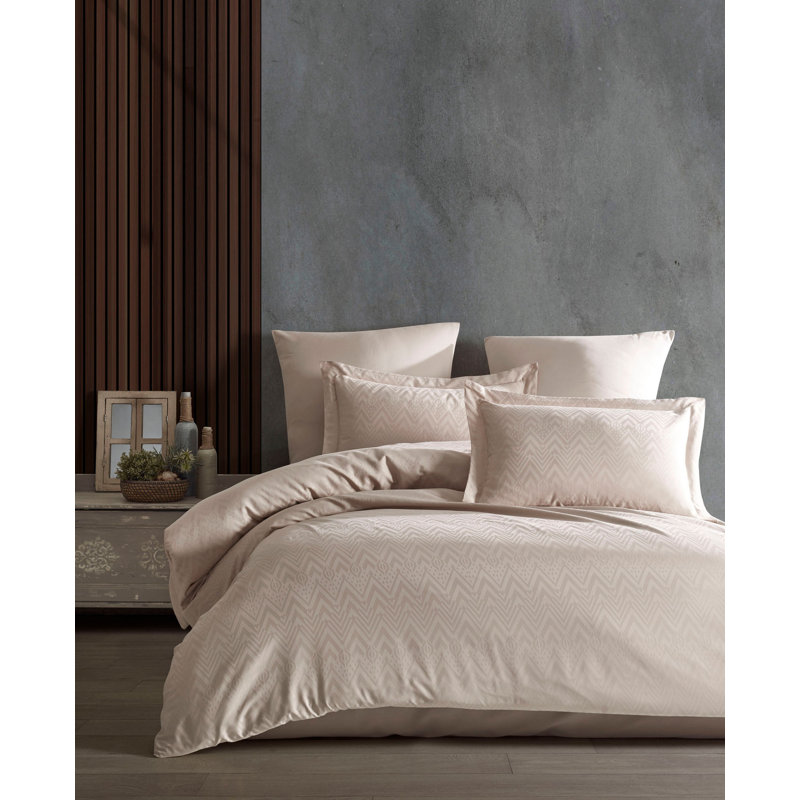 Ensemble de housse de couette réversible en coton martelé, Beige