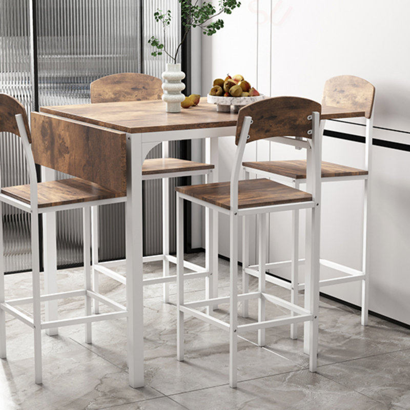 Farmhouse 5-Piece Counter Height Drop Leaf Dining Table Set With Comfortable Chairs For 4, Space-Saving And Stylish Design, Dining Table Set