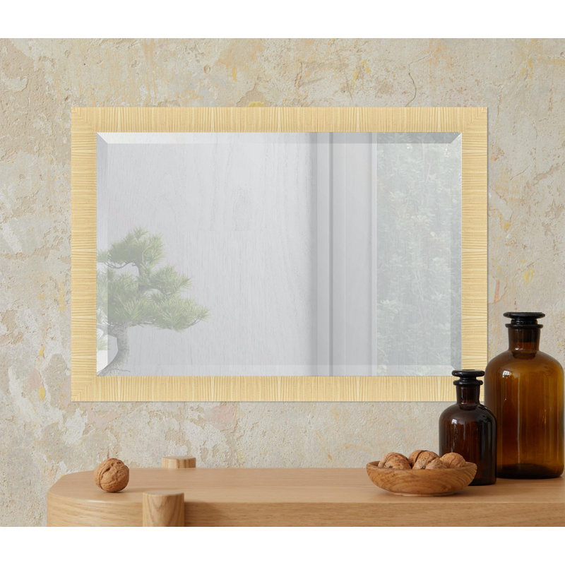 Ahlrich Rectangle Wall Mirror, 41" x 29", Natural Brown