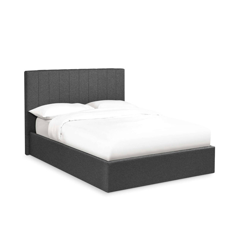 Linen Upholstered Ottoman Bed Frame, Double (4'6), Grey