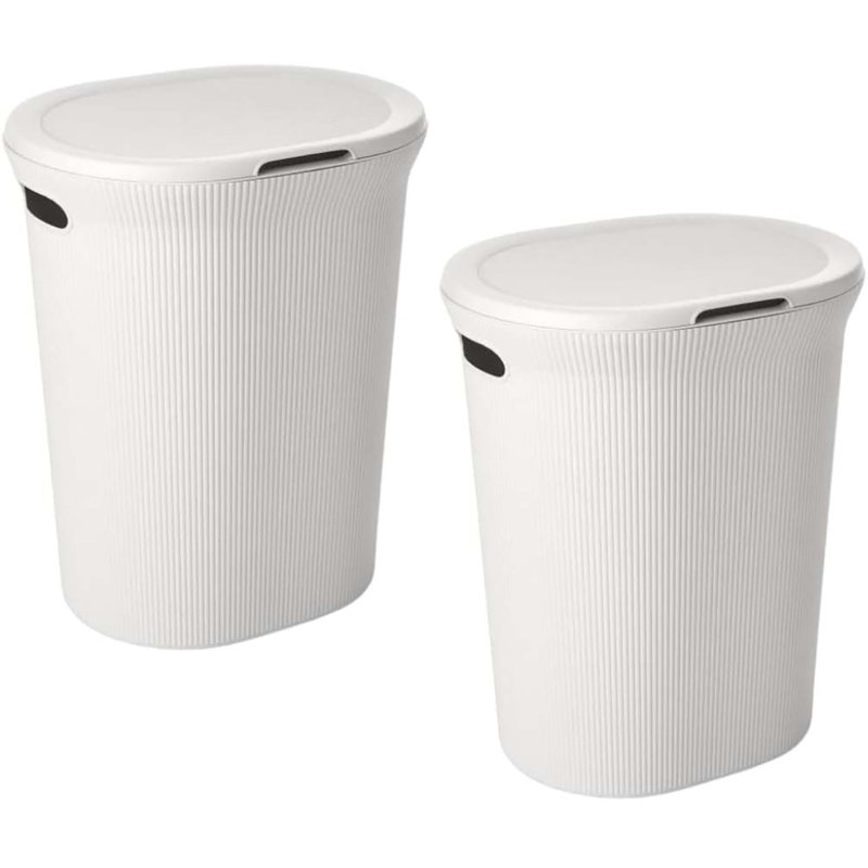 Ribbed Laundry Hamper, White