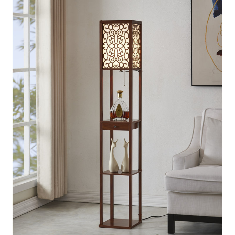  Lampe sur pied colonne 64 ", Noyer