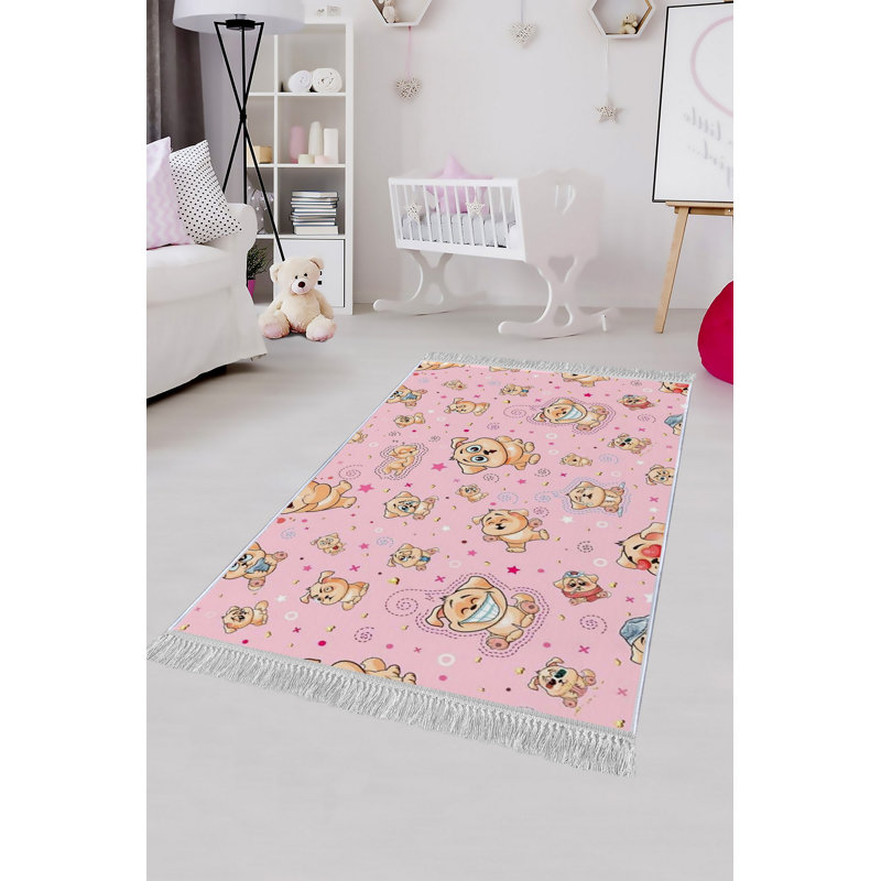Gonde Cotton Pink/Brown Rug, Rectangle 180 x 280cm
