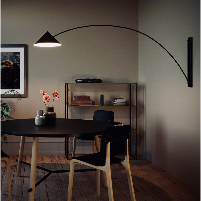Flyer LED Armed Sconce, 2700K, Black, 65cm H x 43cm W x 175cm D