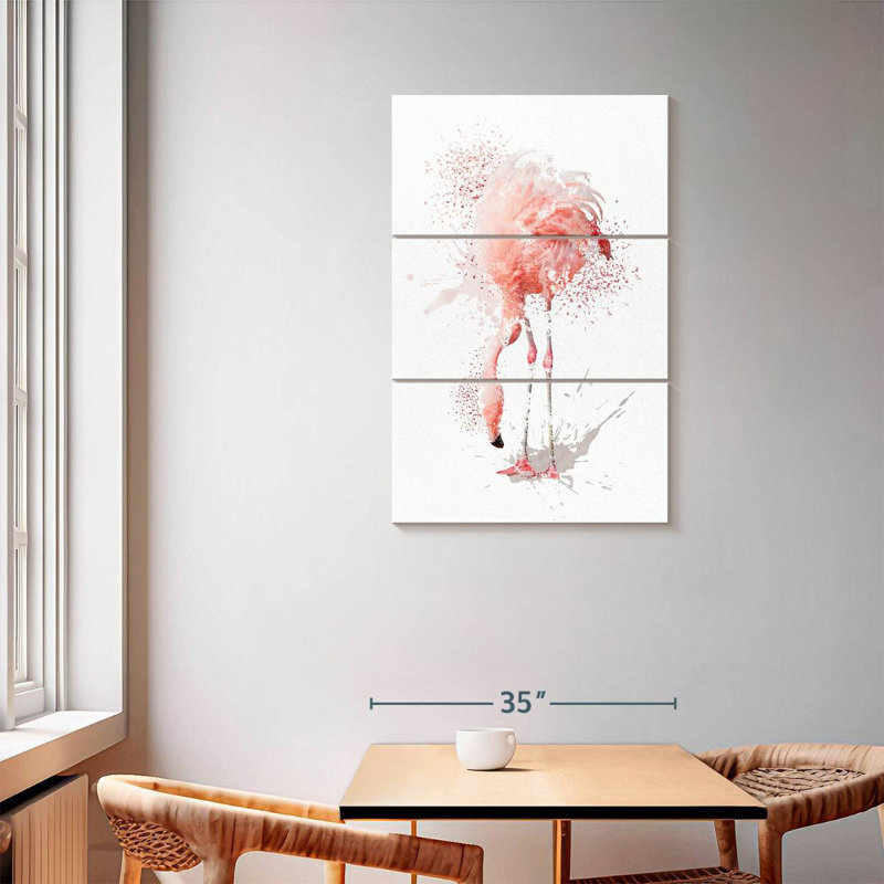 Brampt accroupi à l'aquarelle Flamingo, H 57 po x l 36 po