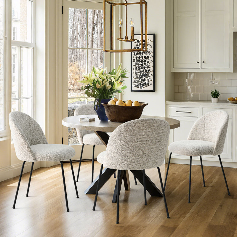 Chaise d'appoint de salle à manger rembourrée de 19,5 po de hauteur, Blanc