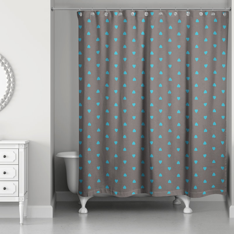 Rideau de douche simple tiny hearts , Bleu / Gris
