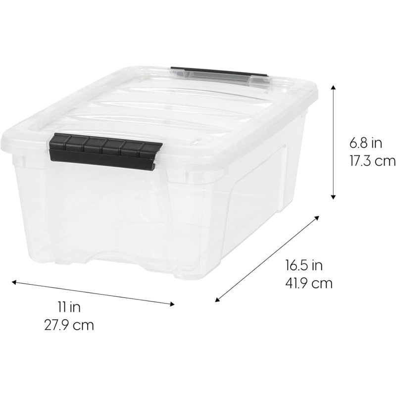 13 Qt Stackable Plastic Storage Bins With Lids, 6 Pack - BPA-Free, - See-Through Organizing Solution, Latches, Durable Nestable Containers, Secure Pull Handle