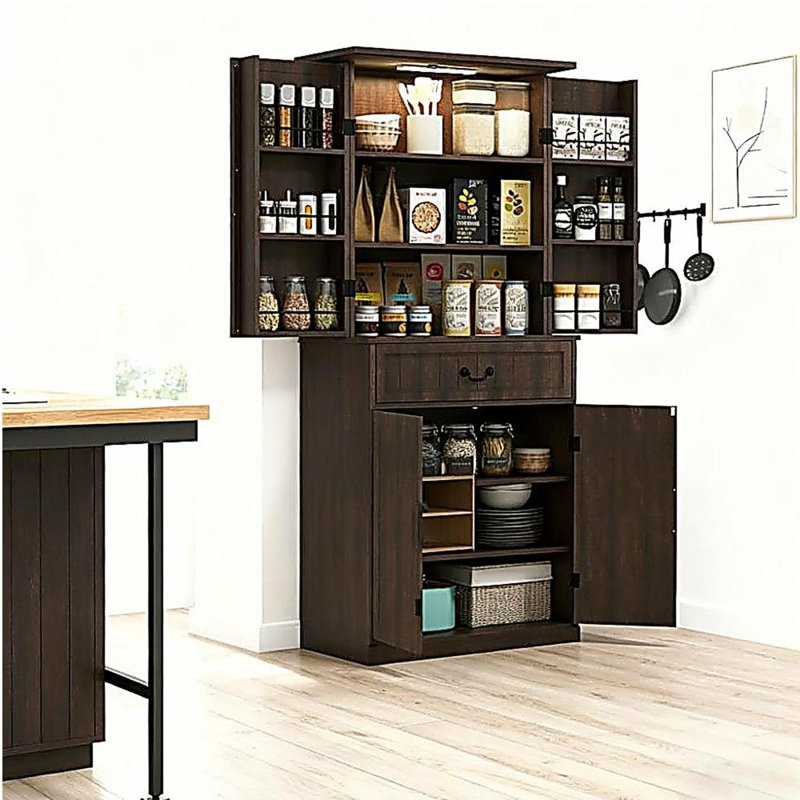 Armoire de rangement moderne, armoire de cuisine à DEL avec tablettes de porte Modern