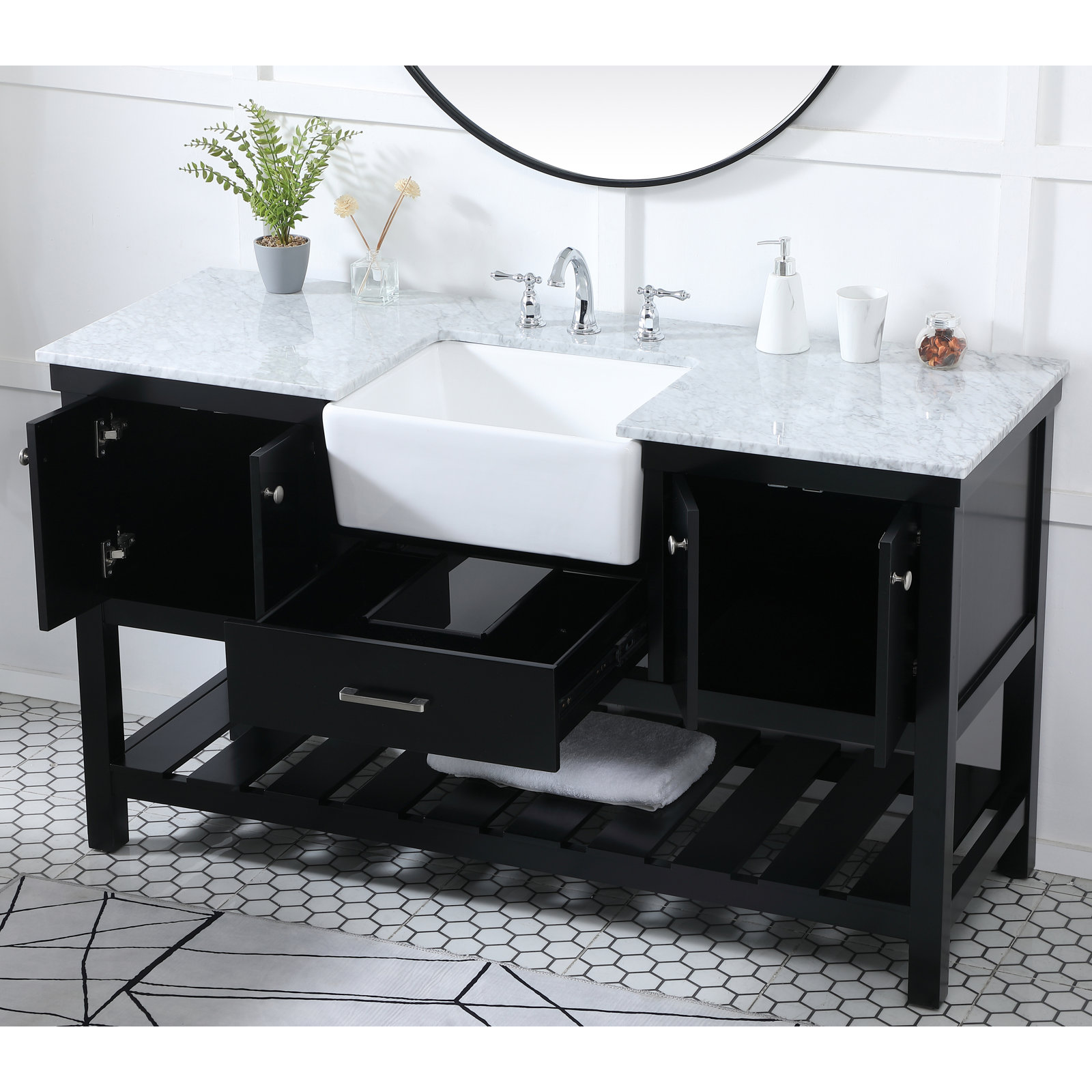 Pelaghia 60'' Single Bathroom Vanity, Black