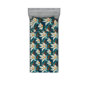 Bleu sarcelle foncé, orange brûlé / floral