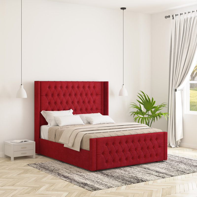 Raoul Upholstered Bed Frame, Red, Small Double (4')