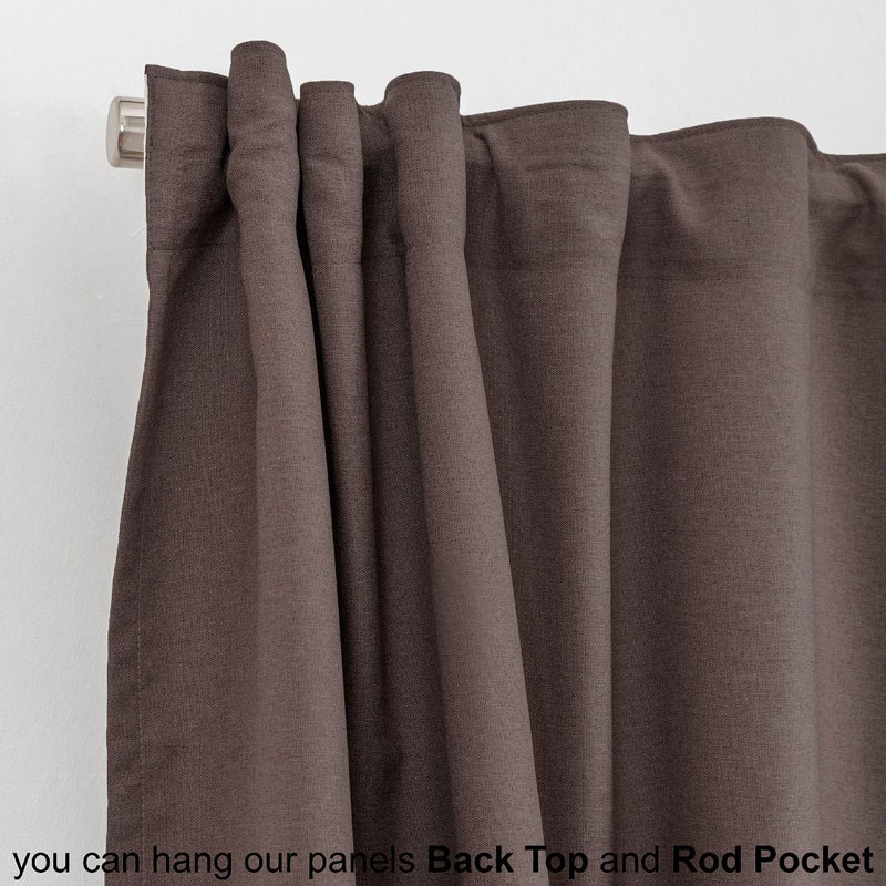 LAXTON Room Darkening Extra Long & Extra Wide Decorative Curtain, 52" W x 240" L, Brown