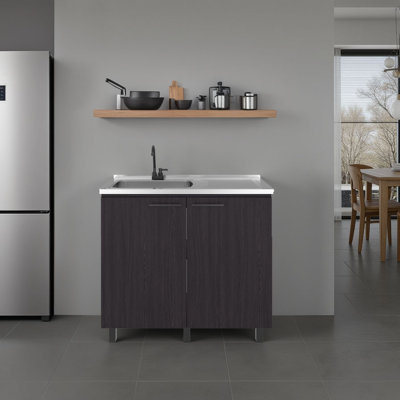 Napoles Utility Sink Complete With Faucet Included, Freestanding Base With Legs, Laundry Tub With Deep Stainless Steel Basin, Modern Multi-Purpose Sink For Kitchen, Laundry Or Utility Room
