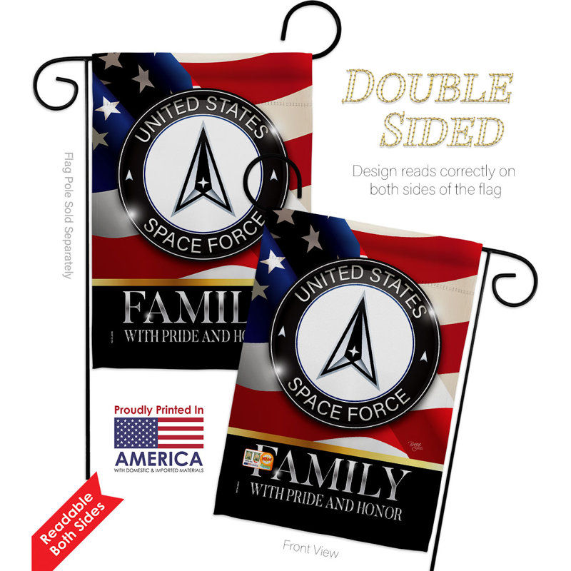 Drapeau de jardin en polyester à double face Us Space Force 19 po x 13 po