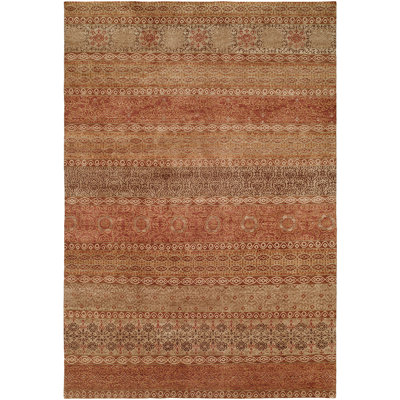 Tapis rouge / brun en laine noué à la main Ottinger